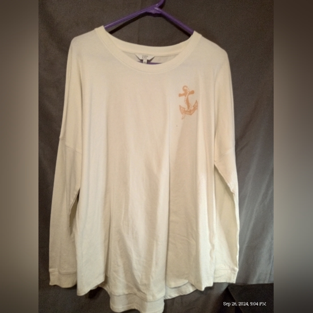 Crown and Ivy (white and red) long sleeve anchor top